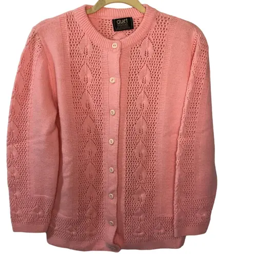 Duet Creations Wintuk Vintage Pink Cardigan Grannycore Sweater Size L