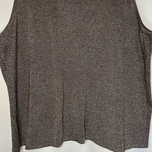 Susan Graver Style Brown Top With Gold Metallic Design Sleeveless Size 3XL
