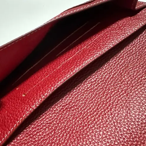 Red Pebbled Grain Genuine Leather Wallet Short Wallet