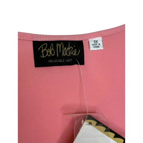 Bob Mackie Women's Top Wearable Art Sleeveless Square Neck Pink Plus Size 3X NWT