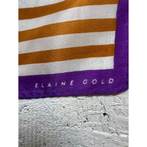 Elaine Gold Silk Scarf – Pink Polka Dot Brown Stripe Purple Border Twilly