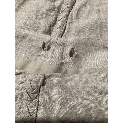 Jason Wu Linen Blend Tan Khaki High Rise Trousers Braid Accent 6 Cropped