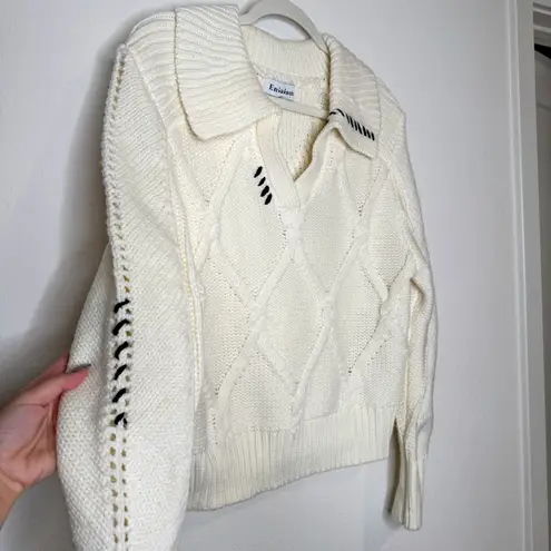 En Saison Lena White Knit Sweater Size L
