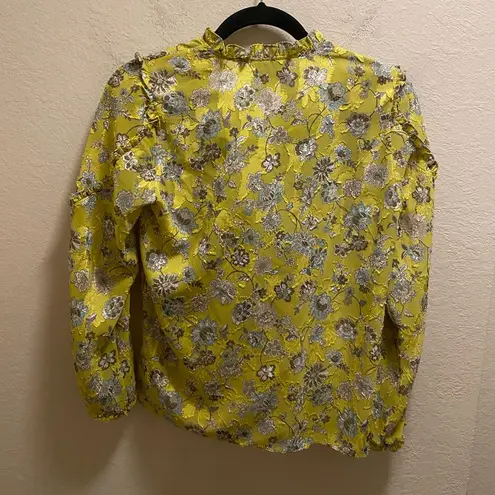 Alexis Odilo Citron Floral Wrap Ruffle Trim Blouse Size XS New With Tag