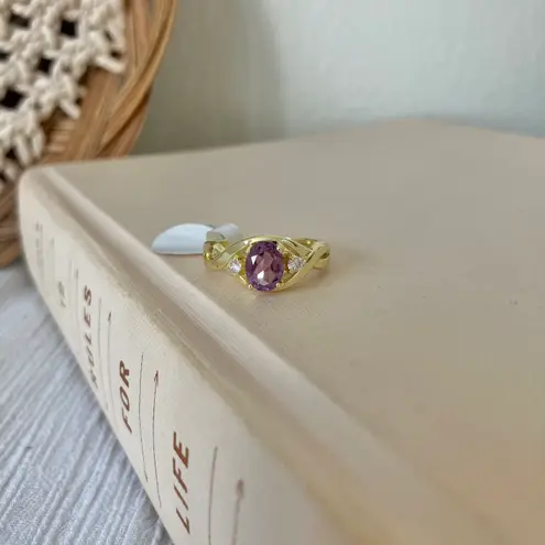 Boutique NWT Gold Amethyst Oval Cut Ring “Brigitta” Light Purple Promise Engagement Jewelry