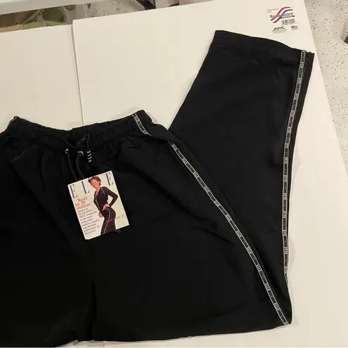 Elle 80’s-90’s black jogger track pants pockets warmups tie waist logo trim NWT✨