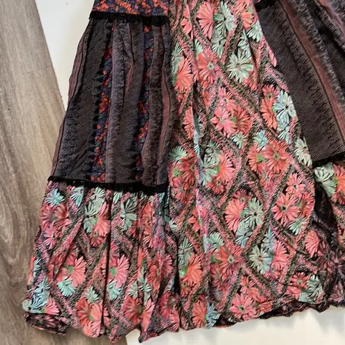 Mushroom by Perlei London Vintage Floral Midi Skirt XS Boho Gipsy Patchwork