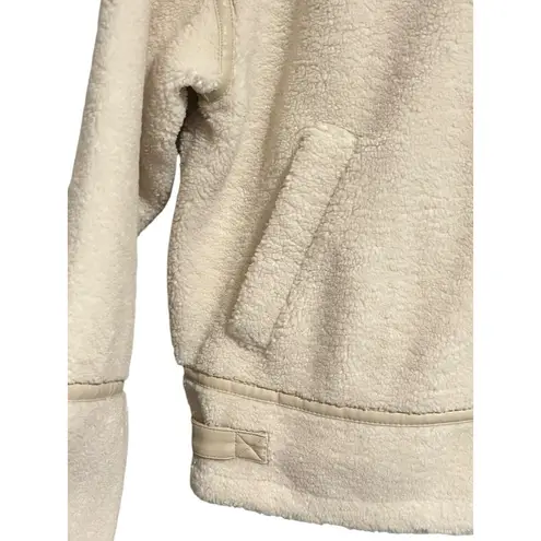 Scoop Fleece Jacket Womens XL Full Zip White Coat Buckle Accents Collared NWT