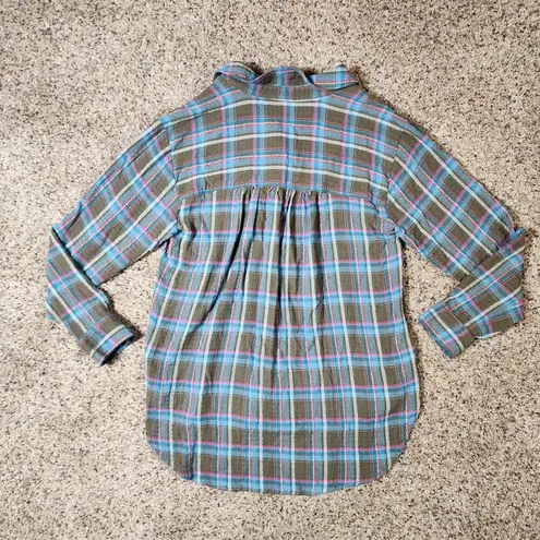 Pilcro and the Letterpress Anthropologie Pilcro Breezy Plaid Button Down Collared Shirt Size Small Viscose