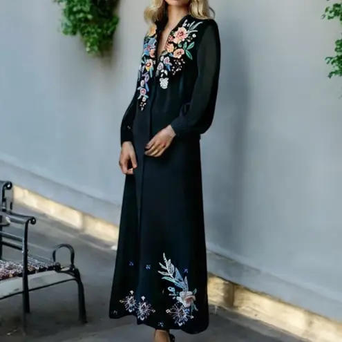 Johnny Was Francisca Seaside heavily embroidered silk dress NWT RARE