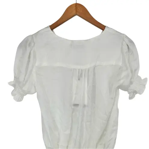 En Saison Cream Smocked Waist Short Sleeve Blouse size XS Top NWT Semi
