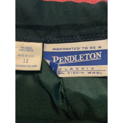 Pendleton VTG  Straight Pencil Skirt 100% Wool Back Slit Zipper Closure Green 12