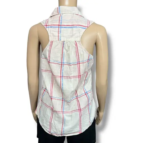 Maurice's  Womens Blouse Shirt Top Button Down Collared Sleeveless Plaid Small