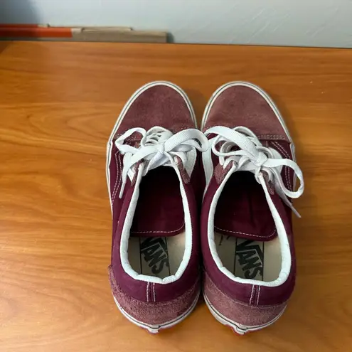 Vans ‎ Old Skool Low Maroon Suede Canvas Sneaker Lace Up Monochrome Skater W9.5