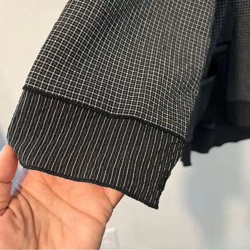 Habitat Lightweight Black & White Grid Print Cropped Sleeve Jacket Lagenlook