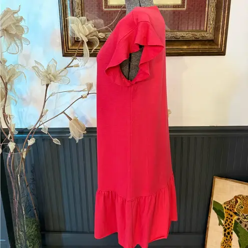 Lilla P Ruffle Sleeve Founce Hem Cotton Blend Dress ~ Size Small 💚🍄 Pink