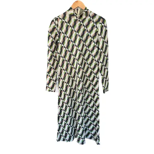 St. John Peridot Geometric Dress Green Multicolor Size Large NWOT