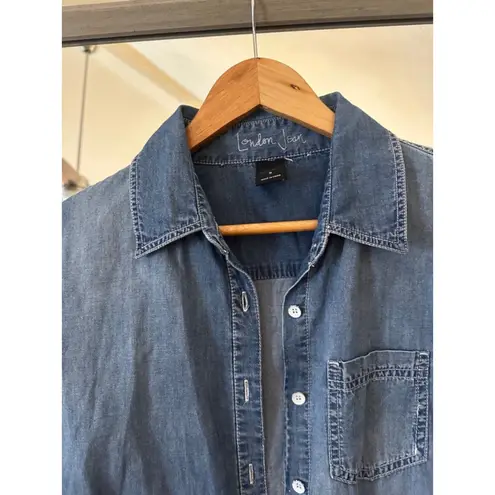 London Jean Women's Denim Button Down Shirt 100% Cotton Shirt, M, Blue