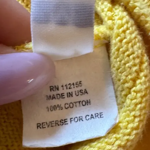 Margaret Winters Yellow Cotton Cowl Neck 3/4 Sleeve Oversized Tunic Top Medium