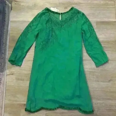 Rory Beca Haldi Beaded Dress size Small Kelly Green
