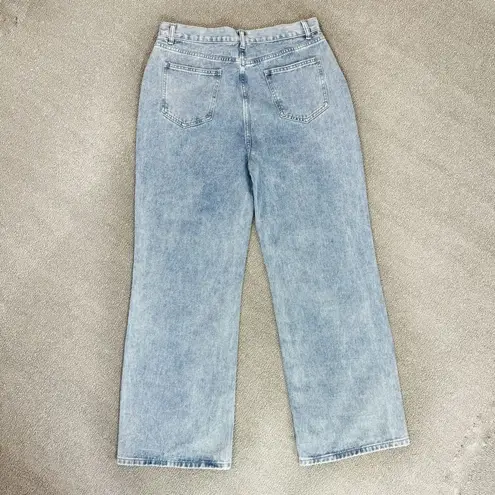 Cider Distressed Patchwork Wide Leg Crop Jeans Blue XL 10