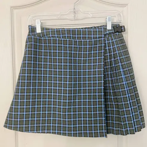 Wild Fable Pleated Plaid Mini Wrap Skirt Buckle Preloved Y2K Fashion SZ S