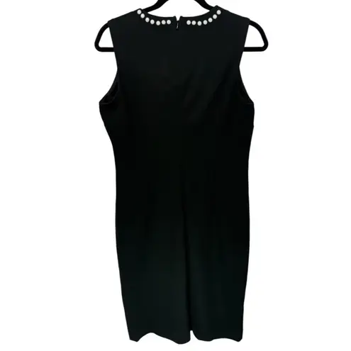 Carmen Marc Valvo NWT Beaded Neck Ponte Sheath Dress Black M
