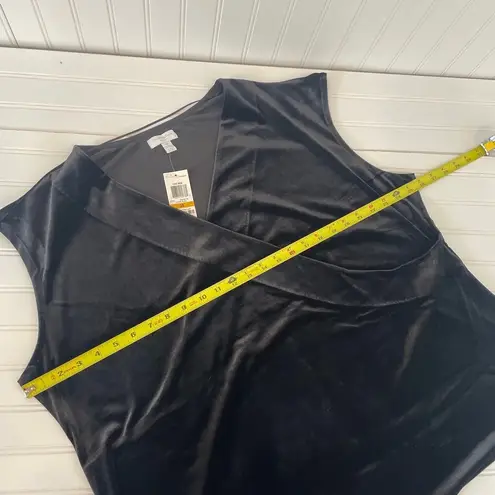 Charter Club NWT Black Cap Sleeve Surplice Cowl neck Velour Top Plus Size 3X