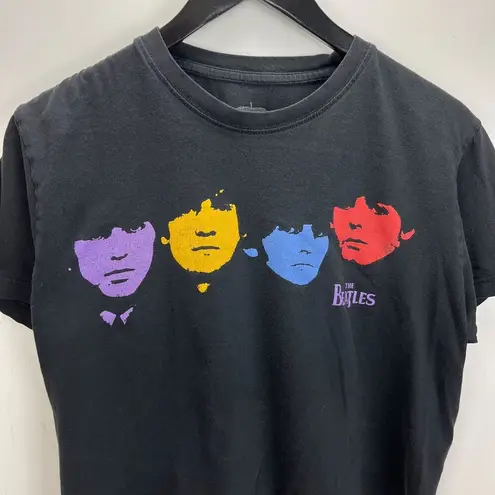 2009 Beatles Y2K Crop Top Black Raw Hem Tee Size XL