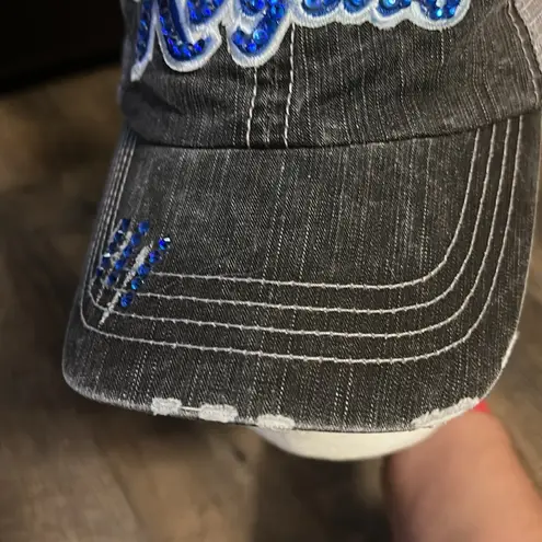 ROYALS Bling Hat Distressed Trucker Cap Royals Baseball Swarovski Rhinestones Blue