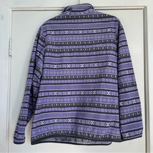 Jachs Cabin purple striped quarter snap fleece pullover white gray women’s XL