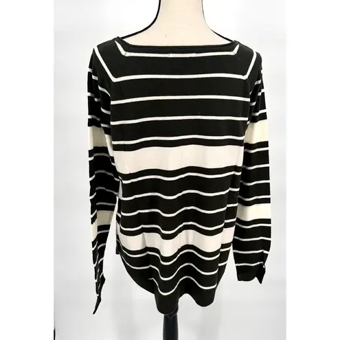 Stitch Fix Pink Clover Valencia Curved Hem Sweater Green Striped Size Xlarge