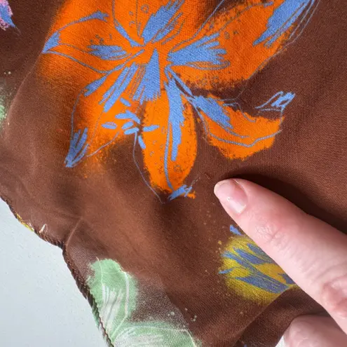 Tanya Taylor Delaney Top Large Lily Haze Cinnamon Brown Multicolor Silk Designer