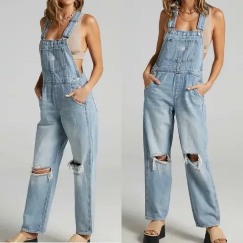 Levi's Levi’s Premium Vintage Denim Straight Leg Overalls Bright Light Wash Distressed