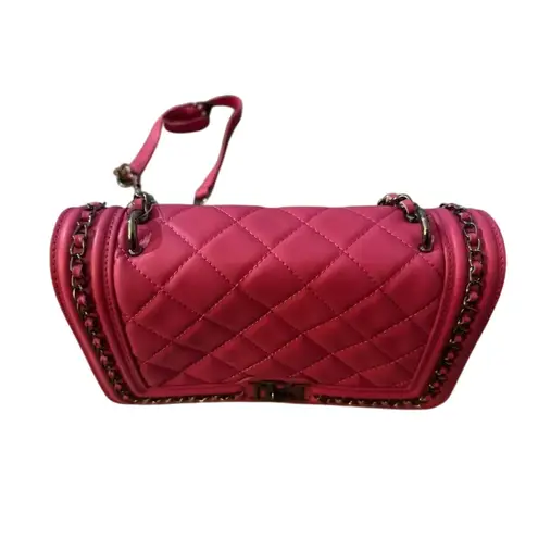 Badgley Mischka Solid Chain-Link Crossbody Bag in Pink Leather, New with Tag