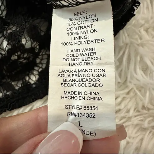 Ambiance Black Lace Mock Neck Date Night Top Large