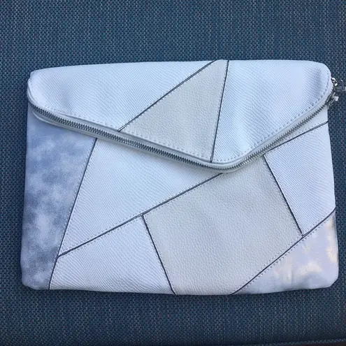 Street Level Nasty Gal White Grey Right Angle Geometric Patchwork Clutch