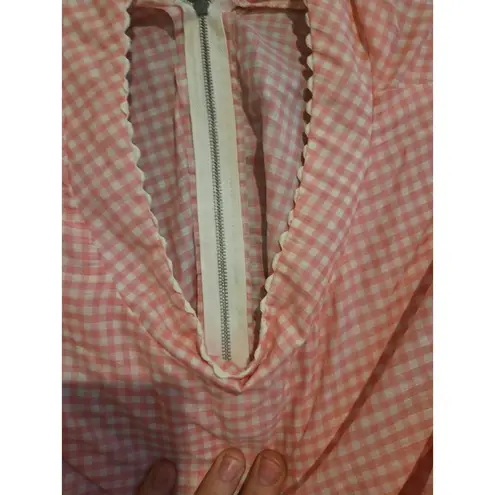 Pink Gingham Sheath Dress with Pockets, Fringe Detail, Medium, Miss Smith Design Size 8