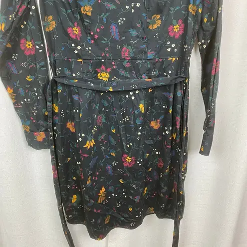 Untuckit Black Floral Ellery Waist Tie Shirt Dress Sz.2