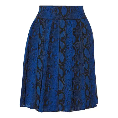 Proenza Schouler New Womens 4 Pleated Snake Print Silk Chiffon Skirt Blue Black