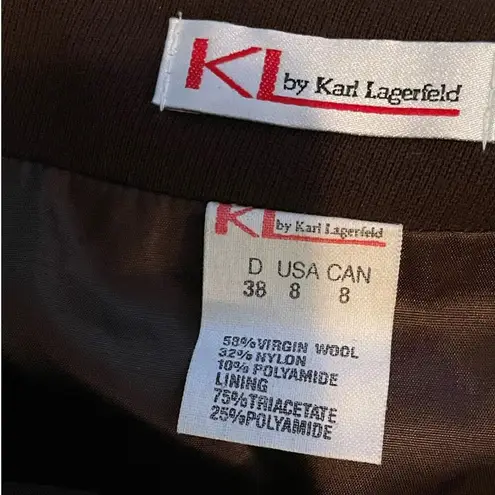 Karl Lagerfeld KL by 90s Brown Wool Blend Pencil Skirt 8