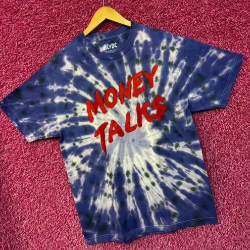 AC/DC Money Talk$ Spell-out Razors Edge Hard Rock Tie Dye Tee Large