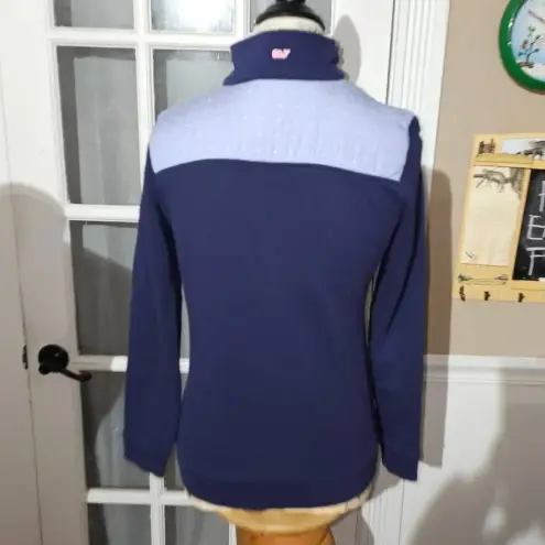 Vineyard Vines  Womens Navy Dot‎ Stripe 1/4 Zip Shep Shirt XS