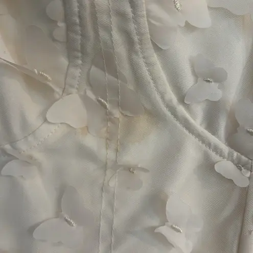 Thirty Thirty LA Butterfly Appliqué Elegant Cream Maxi Dress Size M