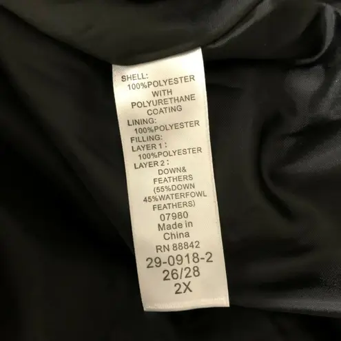 Woman Within Down Quilted Jacket Packable Hood Water Resistant Pockets Black 2X