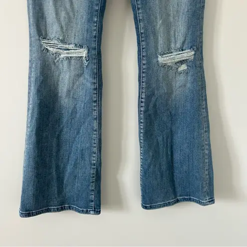 Anthropologie  Pilcro The Icon Flare Distressed High Rise Medium Wash Jeans 29