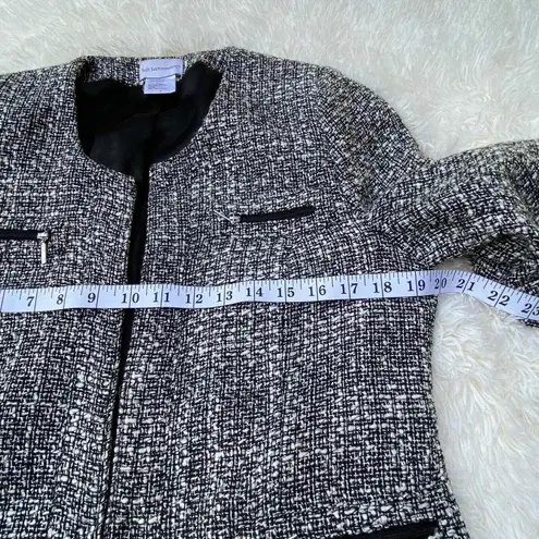 Soft Surroundings Blazer Jacket Womens Medium Gray Tweed Open Front Hook & Eye