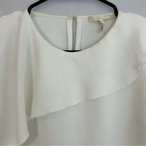 Maje White Short Sleeve Ruffle Blouse/Top Size Small