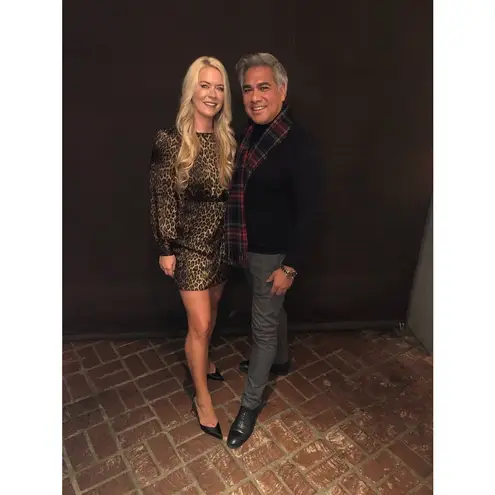 The Kooples Brown Leopard Printed 100% Silk Crewneck Robe Dress size 1 Small