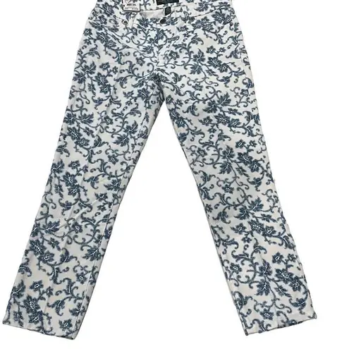 Ralph Lauren LAUREN  Indigo Multi Floral Modern Straight Ankle Cropped Denim Jean